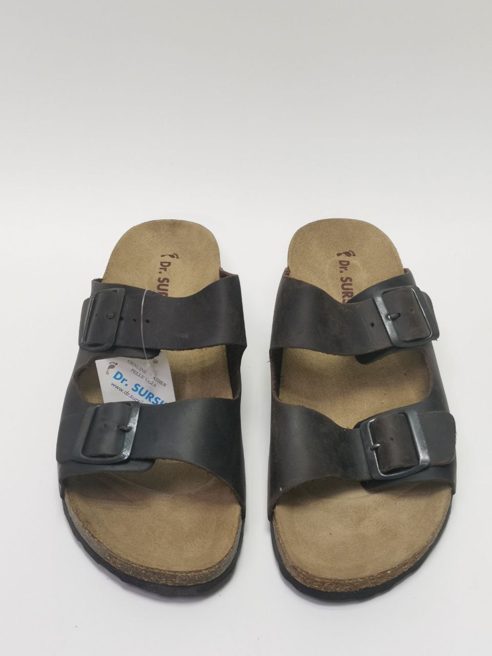 Сандалии мужские из натуральной кожи, с пробковой анатомической стелькой коричневые Сурсил 1718U-3 фото 11