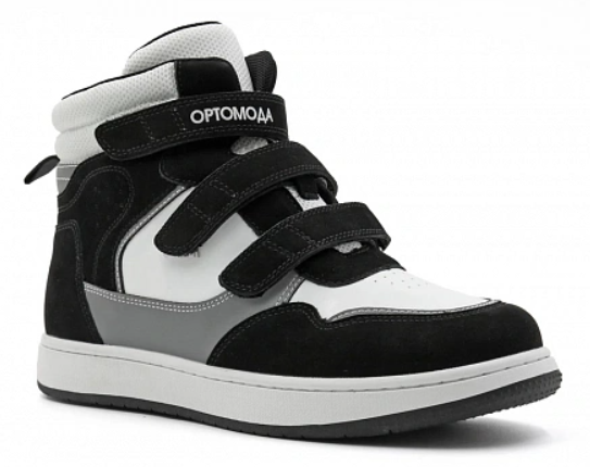 Ботинки ортопедические детские с высоким берцем Ортомода 42026-Х-601 кожаные цв.черный фото 1