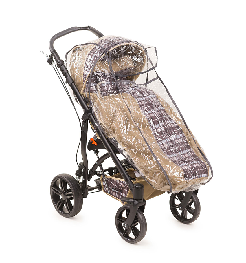 Комплектующие к коляске Junior коричневая клетка (литые колеса),(дождевик, мешок на ноги) фото 2