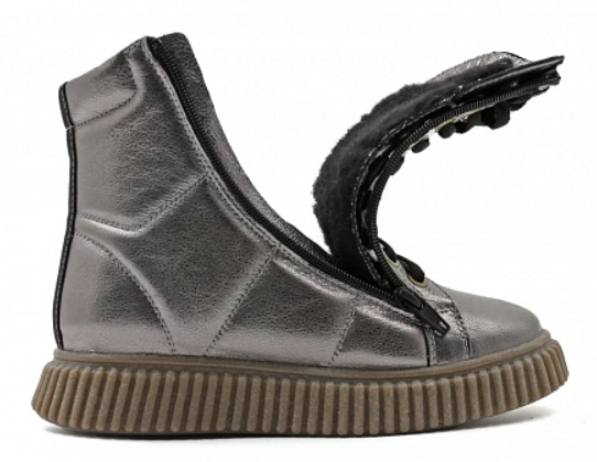 Ботинки детские ортопедические сложные на утепленной подкладке Ортомода 43071-ХТ-931 ДЦП серые фото 2